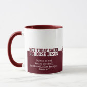 Custom Red PAS AUJOURD'HUI SATAN Christian Mug (Gauche)