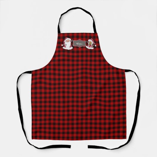 Custom Red Plaid Holiday Bakken Schort (Voorkant)