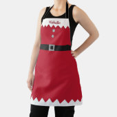 Custom Red & Silver Glitter Workshop Elf Kerst Schort (Insitu)