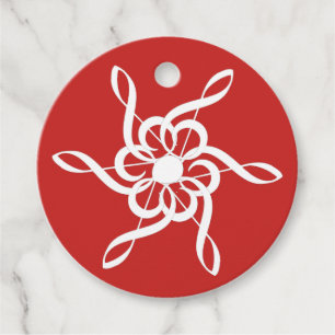 Custom Red Treble Clef Sneeuwvlok Muzikale Cirkel Bedankjes Labels