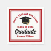 Custom Red White Afstuderen 2025 Graduation Party Servet (Voorkant)