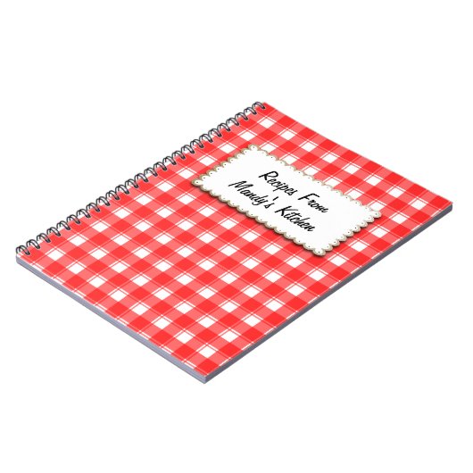Custom Red White Plaid Stripes Recipe Notebook Notitieboek (Linkerzijde)
