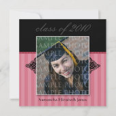 CUSTOM Regal SQUARE Afstuderen Invitation (roos) Kaart (Voorkant)