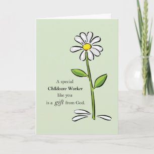 Custom Relation, Thank You, Religious Green Daisy Bedankkaart