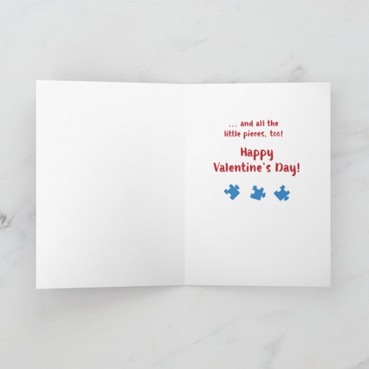 Custom Relation Valentine Puzzle Love to Pieces Kaart (Binnen)