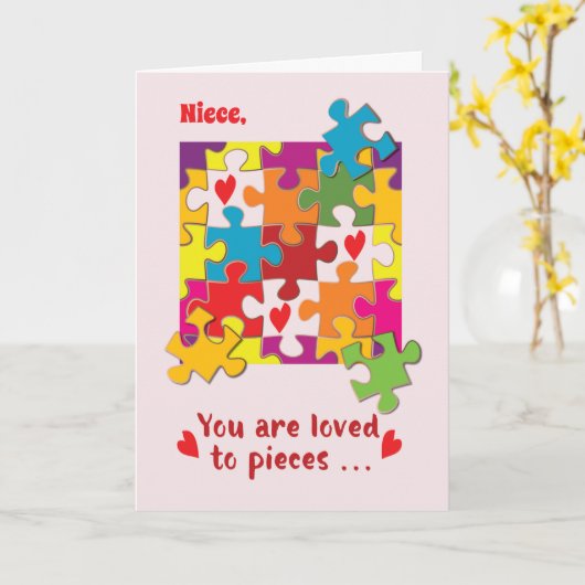 Custom Relation Valentine Puzzle Love to Pieces Kaart (Gele Bloem)