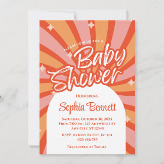 Custom Retro Baby shower Invitation Kaart