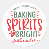 Custom Retro Baking Spirits Bright Vakantie bakken Ronde Sticker (Voorkant)