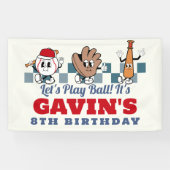 Custom Retro Baseball Verjaardagsfeest Vinyl Outdo Spandoek (Horizontaal)