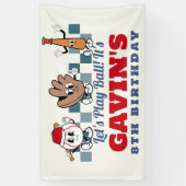 Custom Retro Baseball Verjaardagsfeest Vinyl Outdo Spandoek (Verticaal)