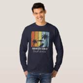 Custom Retro Beach Trip Navy Blue Long Sleeve T-shirt (Voorkant volledig)