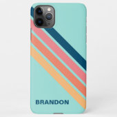 Custom Retro Blauw Koraal Sinaasappel Gele Art Str iPhone Hoesje (Achterkant)