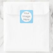 Custom Retro Blue Frame one Photo Square Sticker (Sac)
