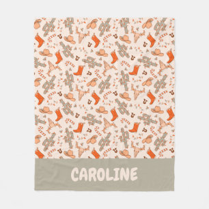 Custom Retro Boho Westerne Kerstwoestijn Cactus Fleece Deken