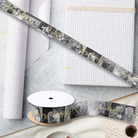 Custom Retro Cool Trendy Birthday Photo Gift Wrap Lint
