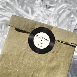 Custom Retro Faux Vinyl Record Muziek Dank u Ronde Sticker