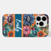 Custom Retro Floral Pattern iPhone Hoesje (Achterkant horizontaal)