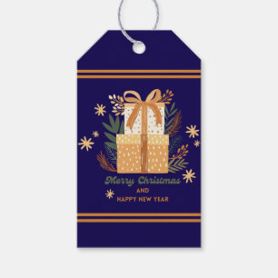 Custom Retro Gold "Merry Christmas" Gold Wrapped Cadeaulabel