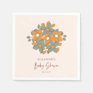 Custom Retro Gouden Bloemen Minimalistisch Baby sh Servet