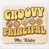 Custom Retro "Groovy Principal" Wavy  Muismat (Voorkant)