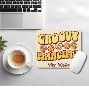Custom Retro "Groovy Principal" Wavy  Muismat