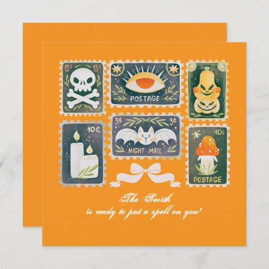 Custom Retro Halloween Spooky Season Pompoen Stamp (Voorkant / Achterkant)