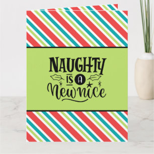 Custom Retro Kerstmis "Naughty is een nieuwe Nice" Kaart
