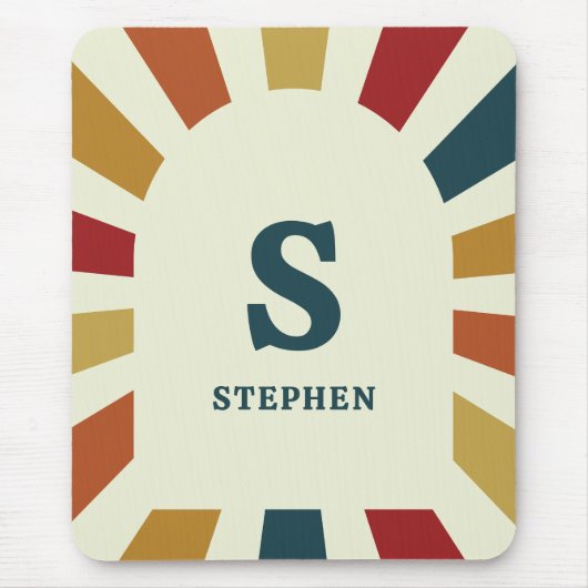 Custom Retro Monogram Vaders dag cadeau voor vader Muismat (Voorkant)