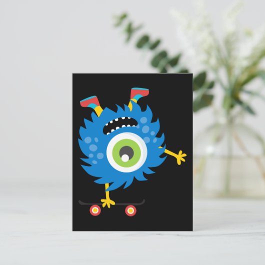Custom Retro Monster Alien Briefkaart (Staand voorkant)