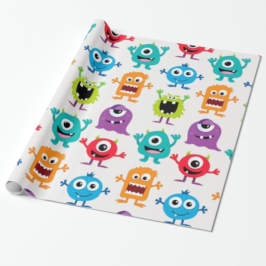 Custom Retro Monster Alien Cadeaupapier (Uitgerold)