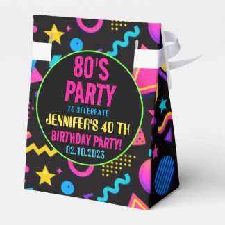 Custom Retro Neon 80’s Birthday – Fun Adult  Bedankdoosjes