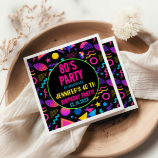Custom Retro Neon 80’s Birthday – Fun Adult  Servet
