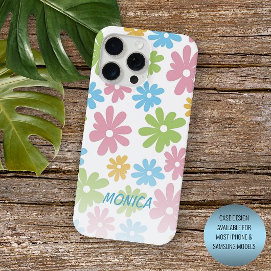 Custom Retro Pastel Floral Art Pattern Case-Mate iPhone Case