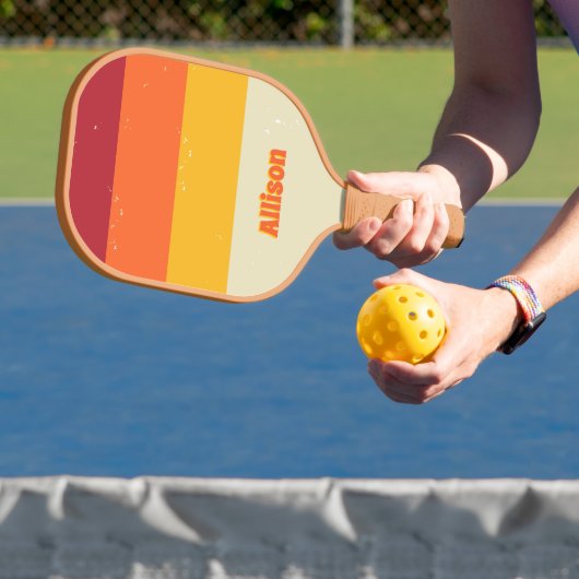 Custom Retro Stripes Pickleball Paddle (Insitu)