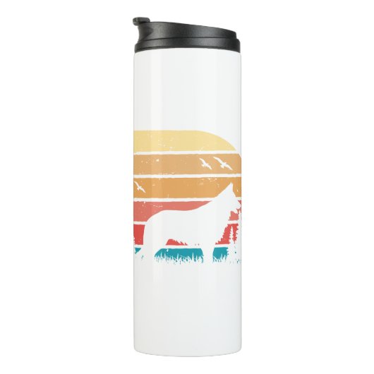 Custom Retro Styled German Shepherd Hondenliefhebb Thermosbeker (Geroteerd rechts)