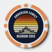 Custom Retro Sunset Mountain Navy Blue Poker Chips (Voorkant)
