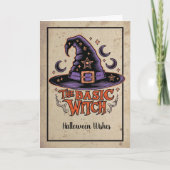 Custom Retro  Typografie Halloween Witch Kaart (Voorkant)