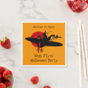 Custom Retro Vliegende Heksenfeest servetten