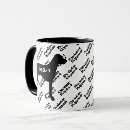 CUSTOM Rhodesian Ridgeback Dog Silhouette Mok (Voorkant links)