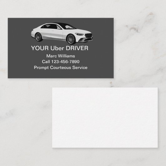 Custom Ride Haling Uber Driver Visitekaartje (Voorkant / Achterkant)