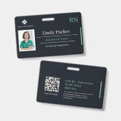 Custom RN ID Badge Template | Registered Nurse  (Avant & arrière)