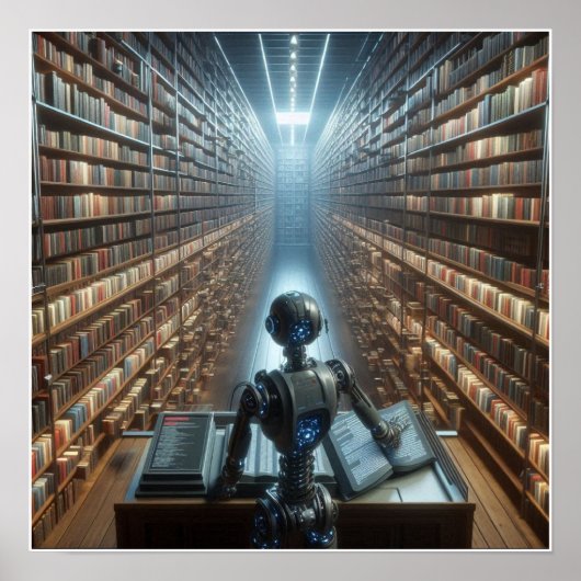 Custom Robot Librarian Wall Poster (Voorkant)