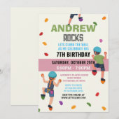 Custom Rock Climbing Birthday Party Invitation Kaart (Voorkant / Achterkant)