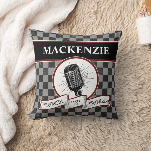 Custom Rock & Roll Music Singer Retro Microphone Kussen (Deken)