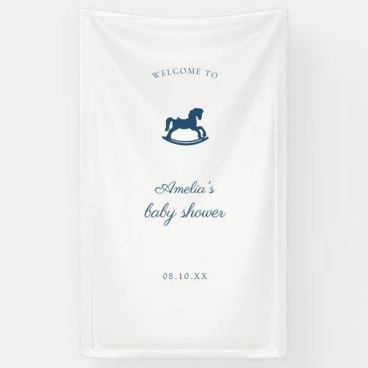 Custom Rocking Horse baby shower Spandoek (Verticaal)