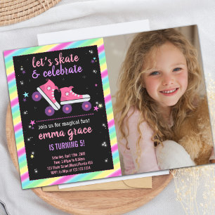 Custom Roller Schaats Party voor Meisjes Kaart