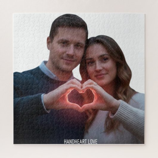 Custom Romantic Couple Real-View Heart Hands Winte Legpuzzel (Verticaal)