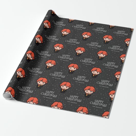 Custom Ron Weasley Cartoon | Vrolijk kerstfeest Cadeaupapier (Uitgerold)
