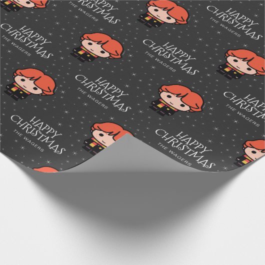 Custom Ron Weasley Cartoon | Vrolijk kerstfeest Cadeaupapier (Hoek)