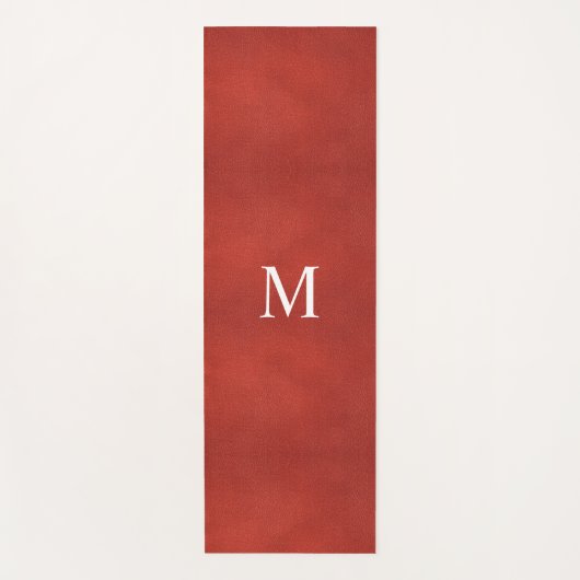 Custom Rood Bruin Faux Leer Look Monogram Yogamat (Voorkant)